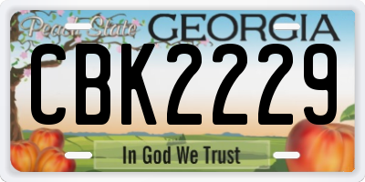 GA license plate CBK2229