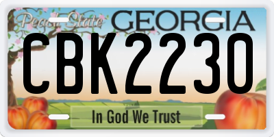 GA license plate CBK2230