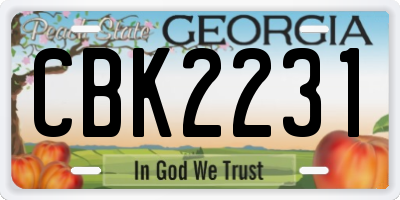 GA license plate CBK2231