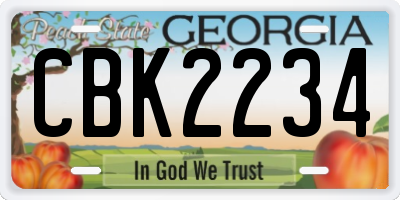 GA license plate CBK2234