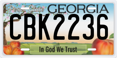 GA license plate CBK2236