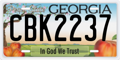 GA license plate CBK2237