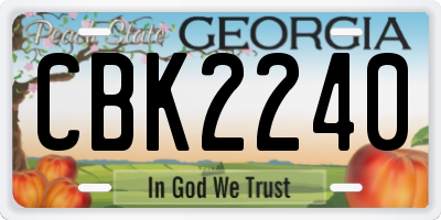 GA license plate CBK2240