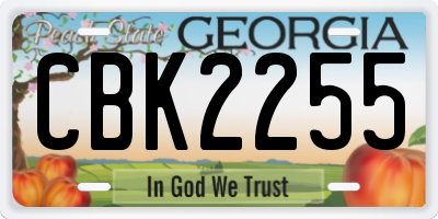 GA license plate CBK2255