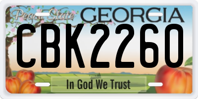 GA license plate CBK2260