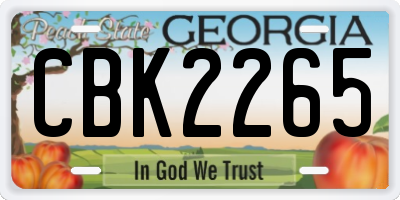 GA license plate CBK2265