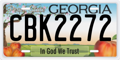 GA license plate CBK2272