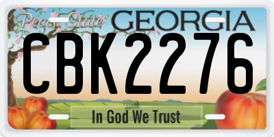 GA license plate CBK2276
