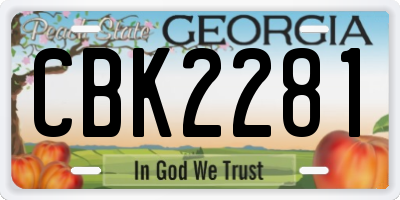 GA license plate CBK2281