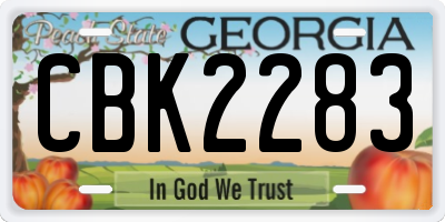 GA license plate CBK2283