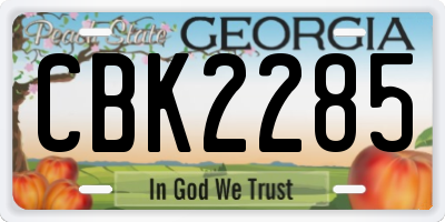 GA license plate CBK2285