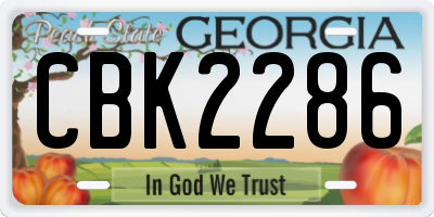 GA license plate CBK2286