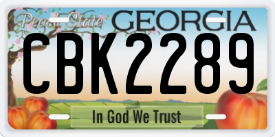 GA license plate CBK2289