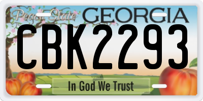 GA license plate CBK2293