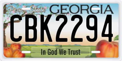 GA license plate CBK2294