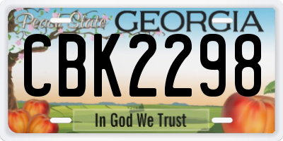 GA license plate CBK2298