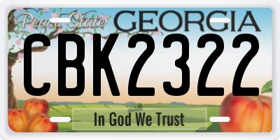 GA license plate CBK2322