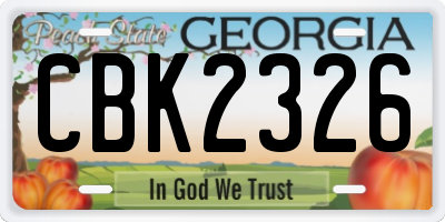 GA license plate CBK2326