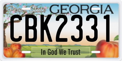 GA license plate CBK2331