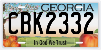 GA license plate CBK2332