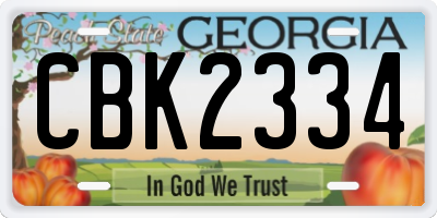 GA license plate CBK2334