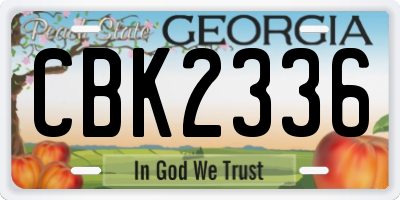 GA license plate CBK2336