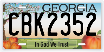 GA license plate CBK2352