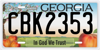 GA license plate CBK2353