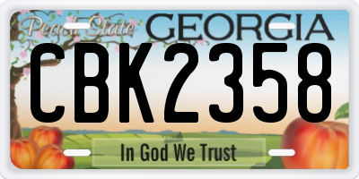 GA license plate CBK2358