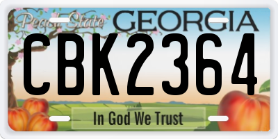 GA license plate CBK2364