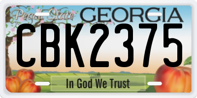 GA license plate CBK2375