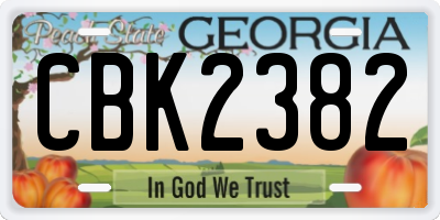 GA license plate CBK2382