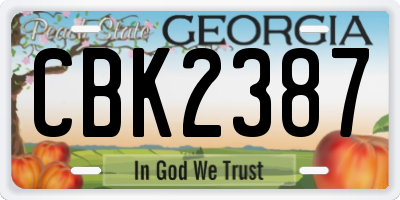 GA license plate CBK2387