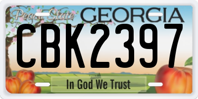 GA license plate CBK2397
