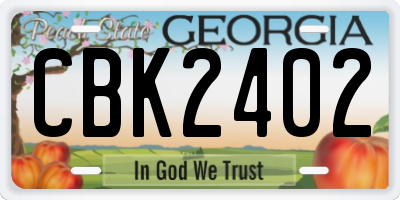 GA license plate CBK2402