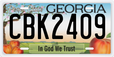 GA license plate CBK2409