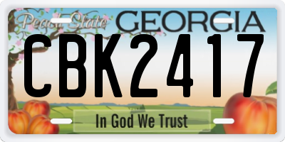 GA license plate CBK2417