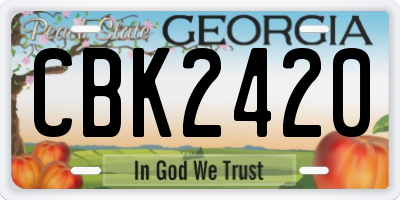 GA license plate CBK2420