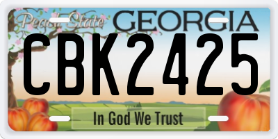 GA license plate CBK2425