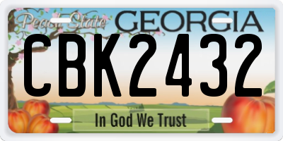 GA license plate CBK2432