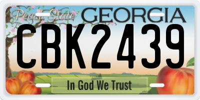 GA license plate CBK2439