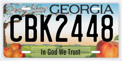 GA license plate CBK2448