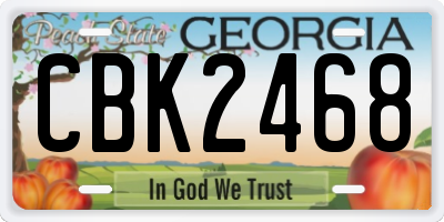 GA license plate CBK2468