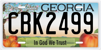 GA license plate CBK2499
