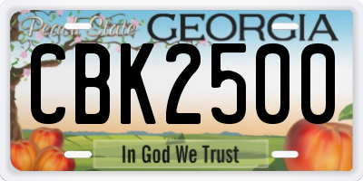 GA license plate CBK2500
