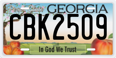 GA license plate CBK2509
