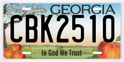 GA license plate CBK2510