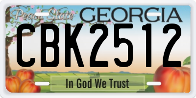 GA license plate CBK2512