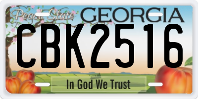 GA license plate CBK2516