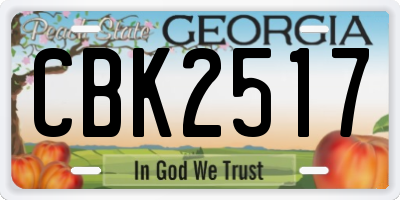 GA license plate CBK2517